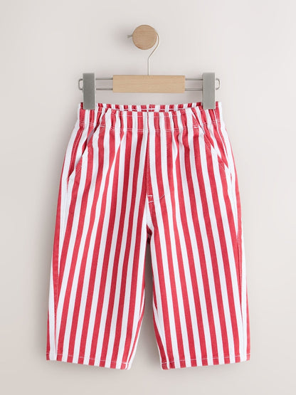 Red/Ecru Pull On Wide Trousers (3mths-7yrs) - Size 3-6 Months (62-68cm) - Red/Ecru Pull On Wide
