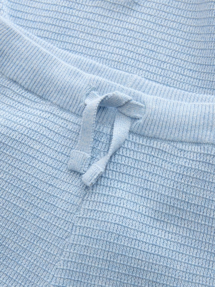 Blue Knitted Button Neck Polo Shirt and Shorts Set (3mths-10yrs)