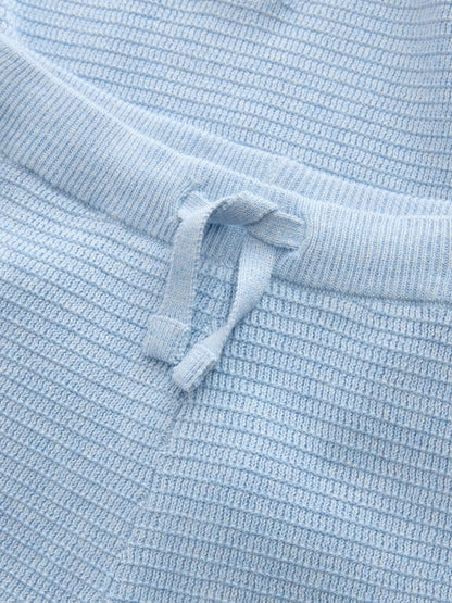 Blue Knitted Button Neck Polo Shirt and Shorts Set (3mths-10yrs)