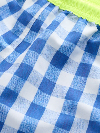 Blue Gingham Printed Swim Shorts (3mths-7yrs)