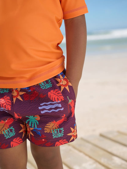 Orange Short Sleeve Sunsafe Rash Vest and Swim Shorts Set (3mths-7yrs) - Size 3-6 Months (62-68cm)