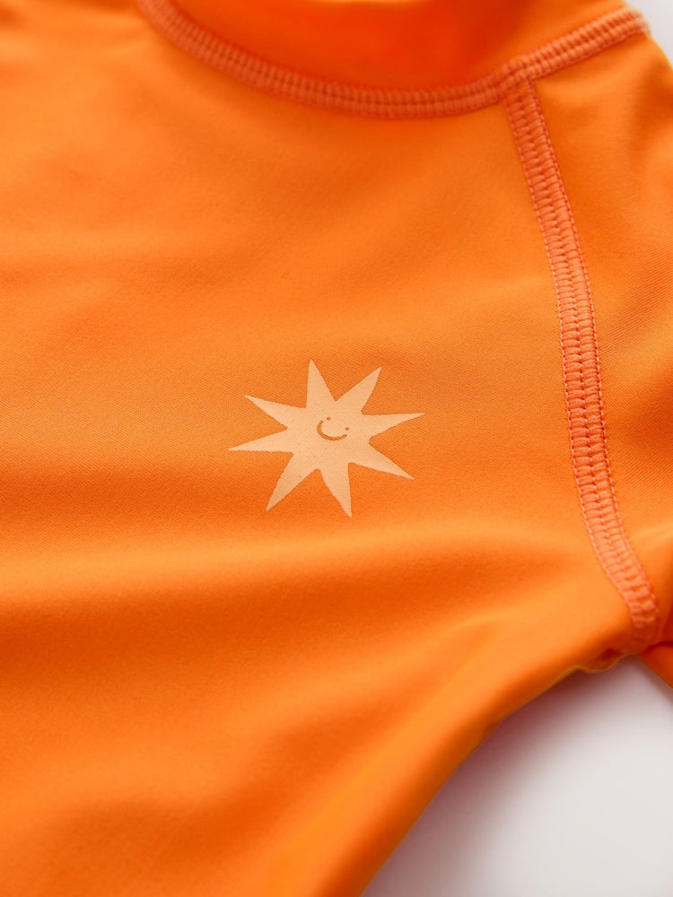 Orange Short Sleeve Sunsafe Rash Vest and Swim Shorts Set (3mths-7yrs) - Size 3-6 Months (62-68cm)