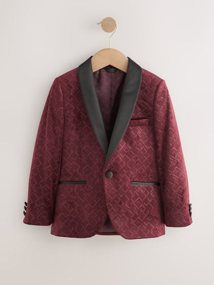 Burgundy Red Textured Velvet Blazer (3-16yrs)