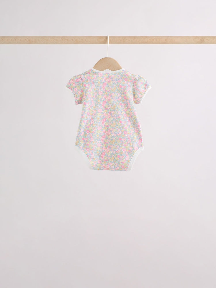 Pink/Yellow Short Sleeve Baby Bodysuits 5 Pack