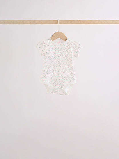 Pink/Yellow Short Sleeve Baby Bodysuits 5 Pack
