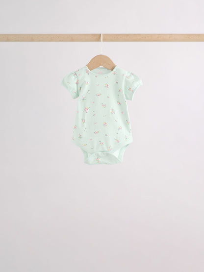 Pink/Yellow Short Sleeve Baby Bodysuits 5 Pack