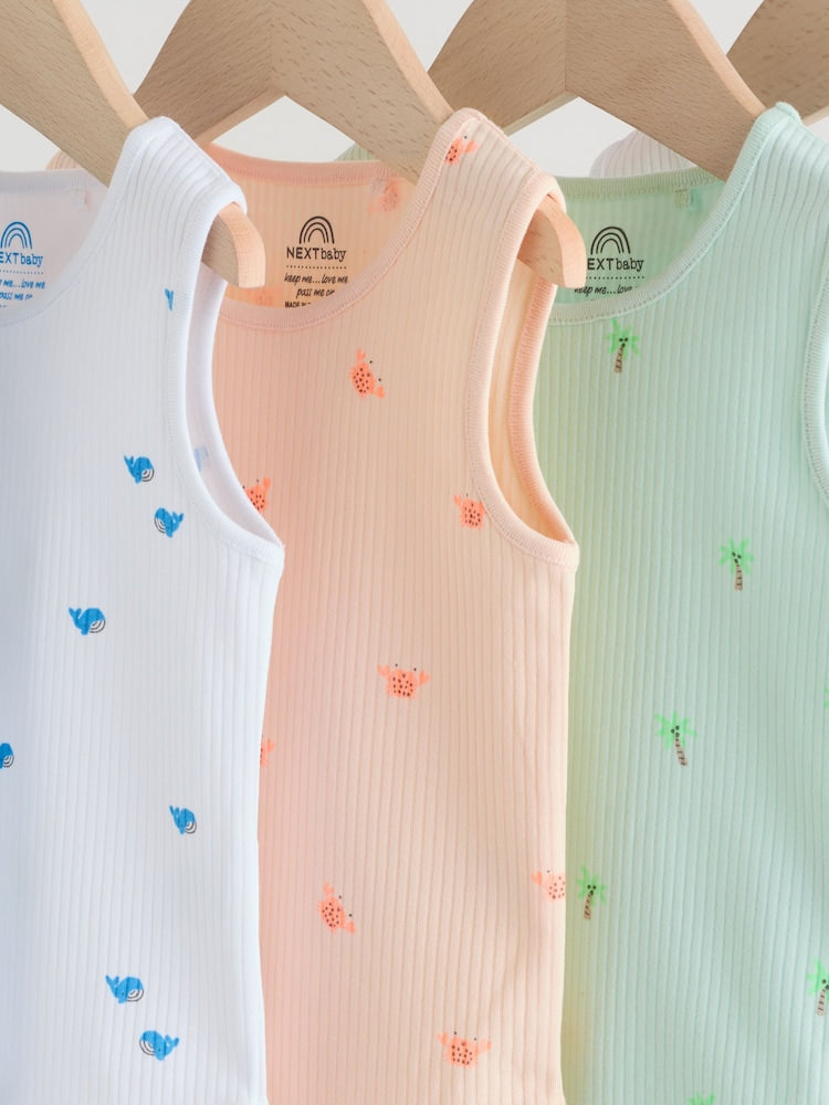 Green/Blue Vest Baby Bodysuits 5 Pack