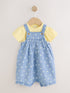 Denim Blue Daisy Dungaree and Bodysuit Baby 2 Piece Set (0mths-3yrs)