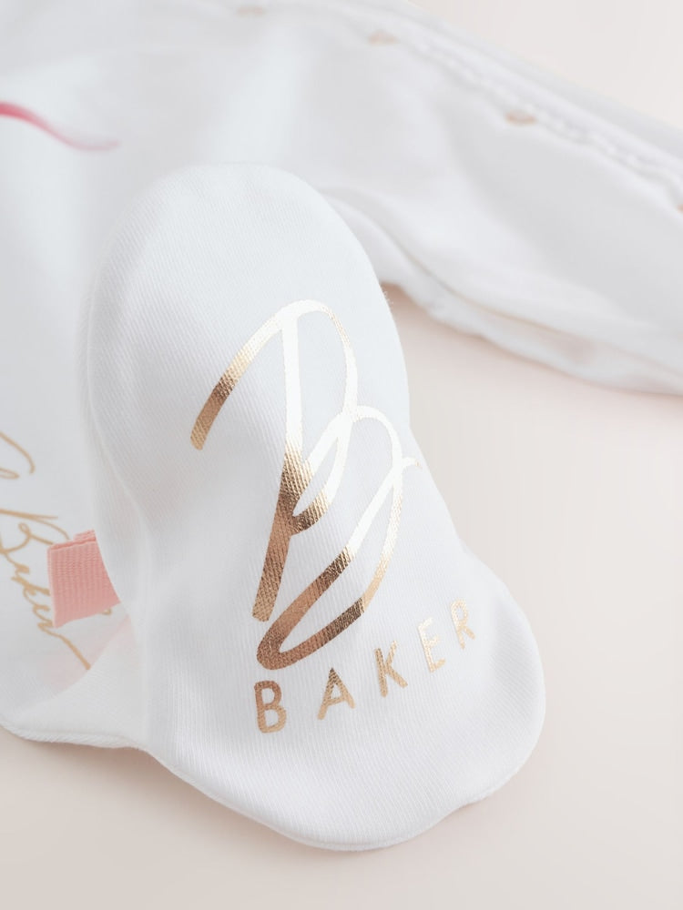 Baker by Ted Baker Flower Placement White Sleepsuit &amp; Hat Set
