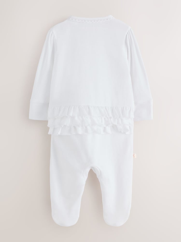 Baker by Ted Baker Flower Placement White Sleepsuit &amp; Hat Set