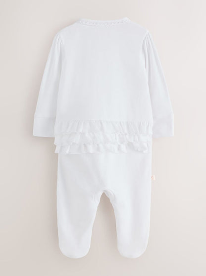 Baker by Ted Baker Flower Placement White Sleepsuit &amp; Hat Set