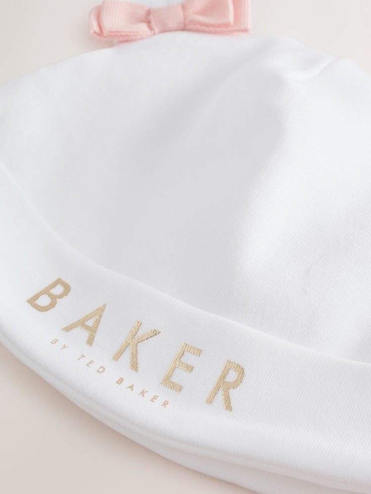 Baker by Ted Baker Flower Placement White Sleepsuit &amp; Hat Set