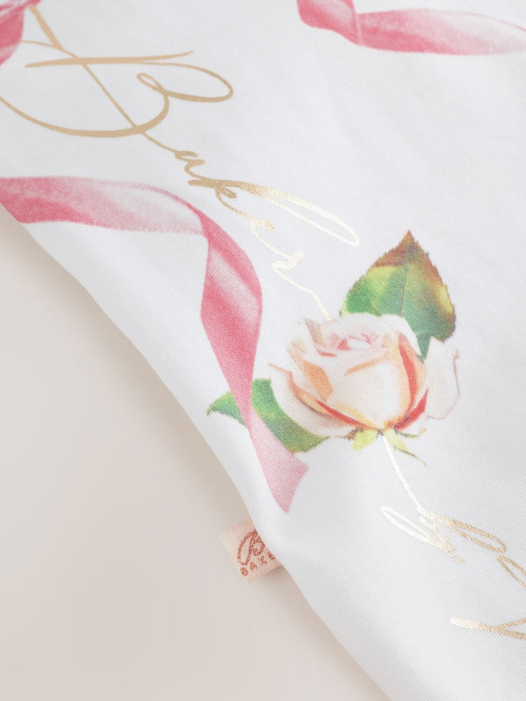 Baker by Ted Baker Flower Placement White Sleepsuit &amp; Hat Set