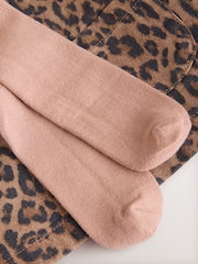 Leopard Print Pinafore Long Sleeve Bodysuit &amp; Tights 3 Piece Set (0mths-2yrs) - Size 50cm (First Size)