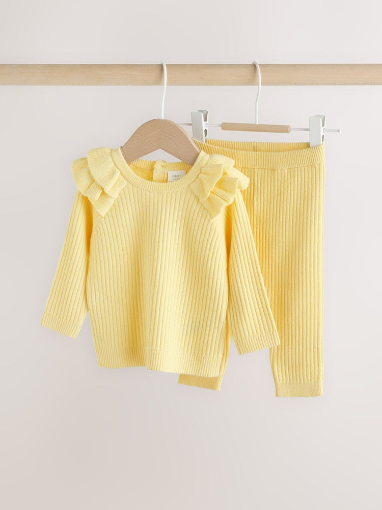 Yellow Baby Knitted Jumper and Leggings Set 2 Piece (0mths-3yrs) - Size 50cm (First Size)