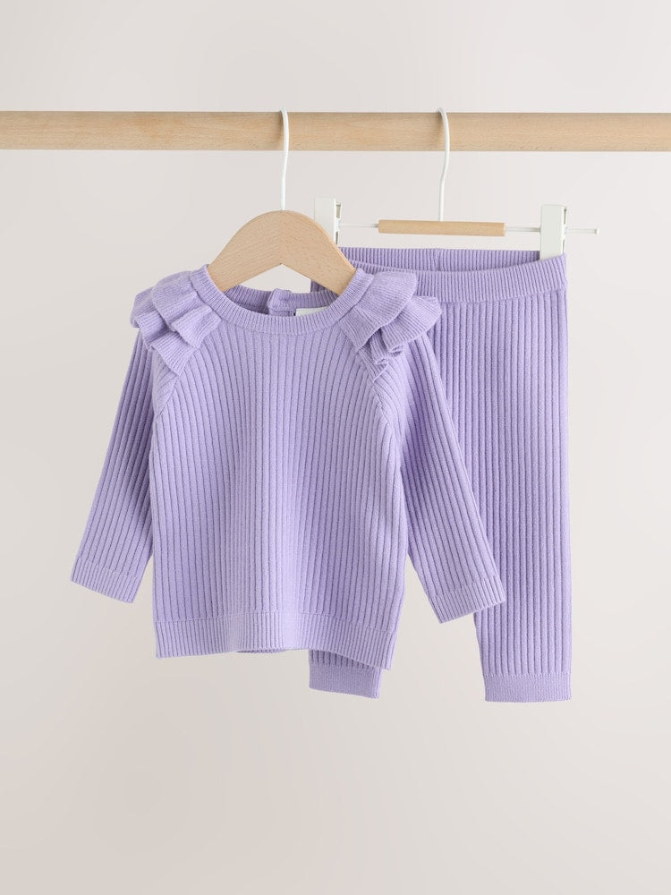 Purple Baby Knitted Jumper and Leggings Set 2 Piece (0mths-3yrs) - Size 50cm (First Size)