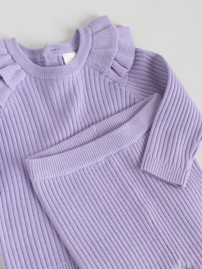 Purple Baby Knitted Jumper and Leggings Set 2 Piece (0mths-3yrs) - Size 50cm (First Size)