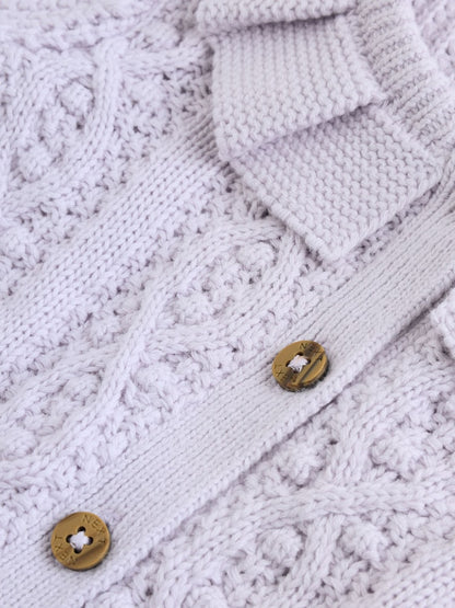 Lilac Purple Frill Collar Knitted Baby Cardigan (0mths-2yrs)