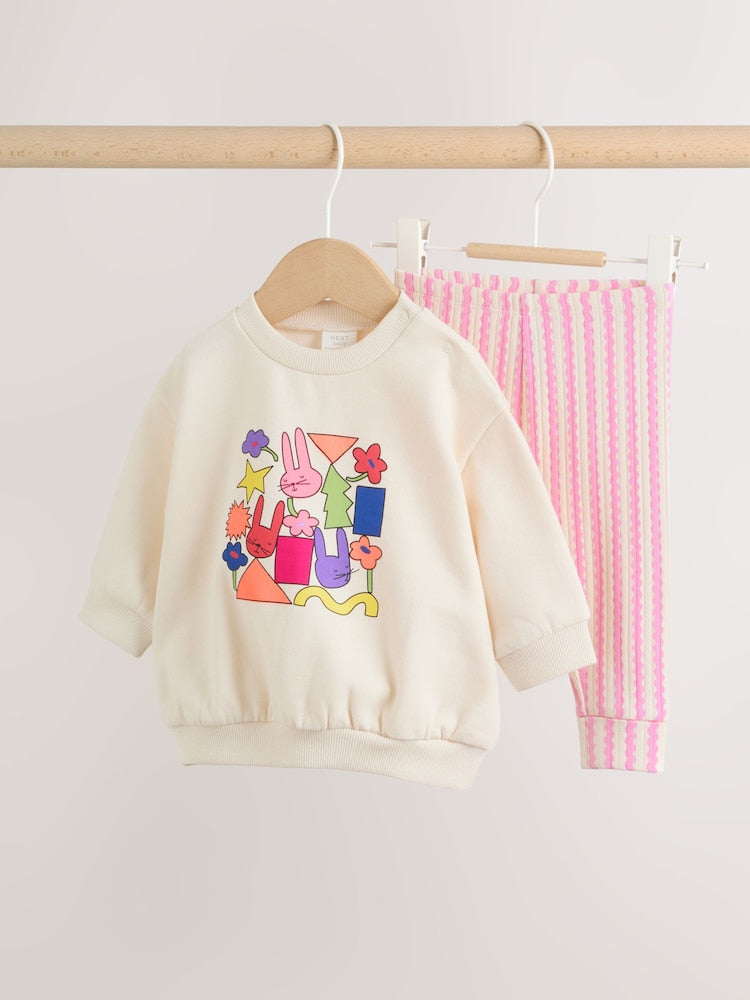 Ecru Baby Sweatshirt and Leggings 2 Piece Set (0mths-2yrs) (0mths-2yrs)