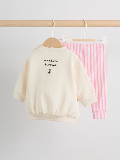 Ecru Baby Sweatshirt and Leggings 2 Piece Set (0mths-2yrs) (0mths-2yrs) - Size 50cm (First Size)