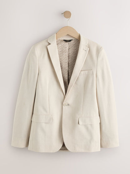 Neutral Beige Linen Blend Suit Jacket (3-16yrs)