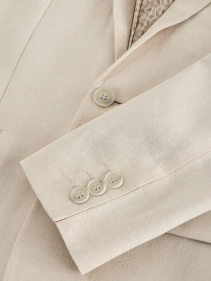 Neutral Beige Linen Blend Suit Jacket (3-16yrs)