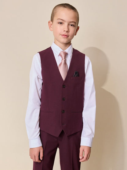 Burgundy Red Waistcoat (12mths-16yrs) - 10 Years (140cm)