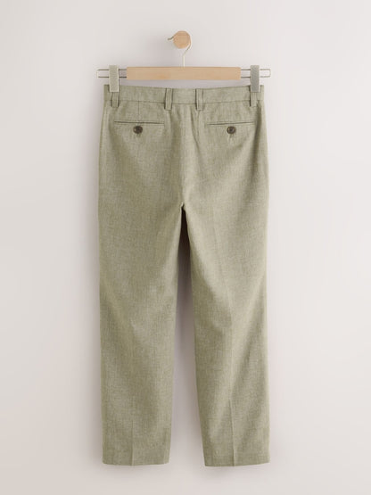Khaki Green Linen Blend Suit Trousers (3-16yrs)