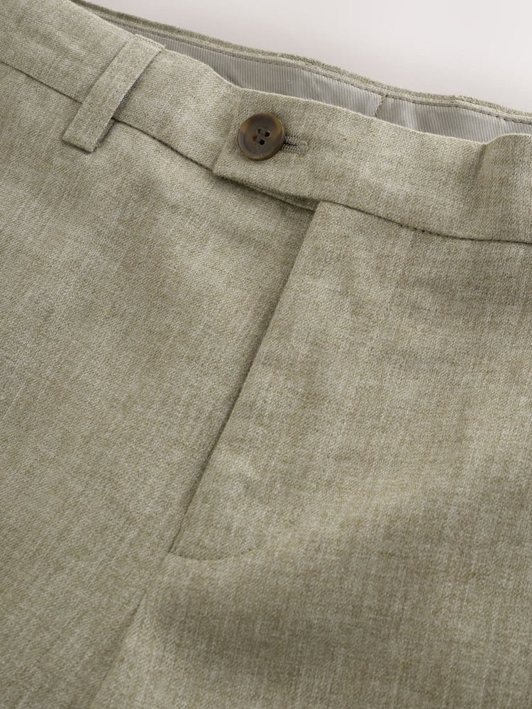 Khaki Green Linen Blend Suit Trousers (3-16yrs)