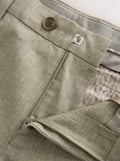 Khaki Green Linen Blend Suit Trousers (3-16yrs)