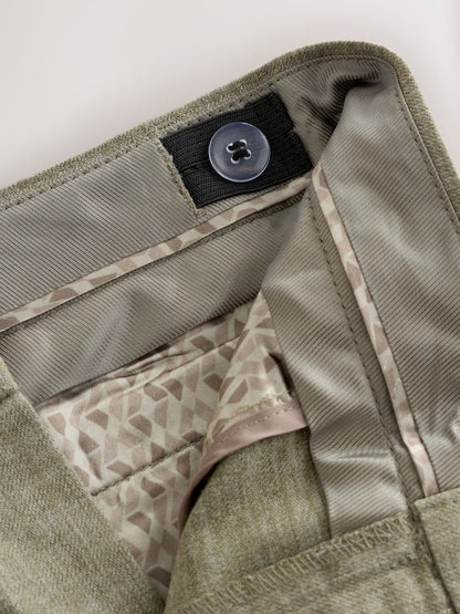 Khaki Green Linen Blend Suit Trousers (3-16yrs)