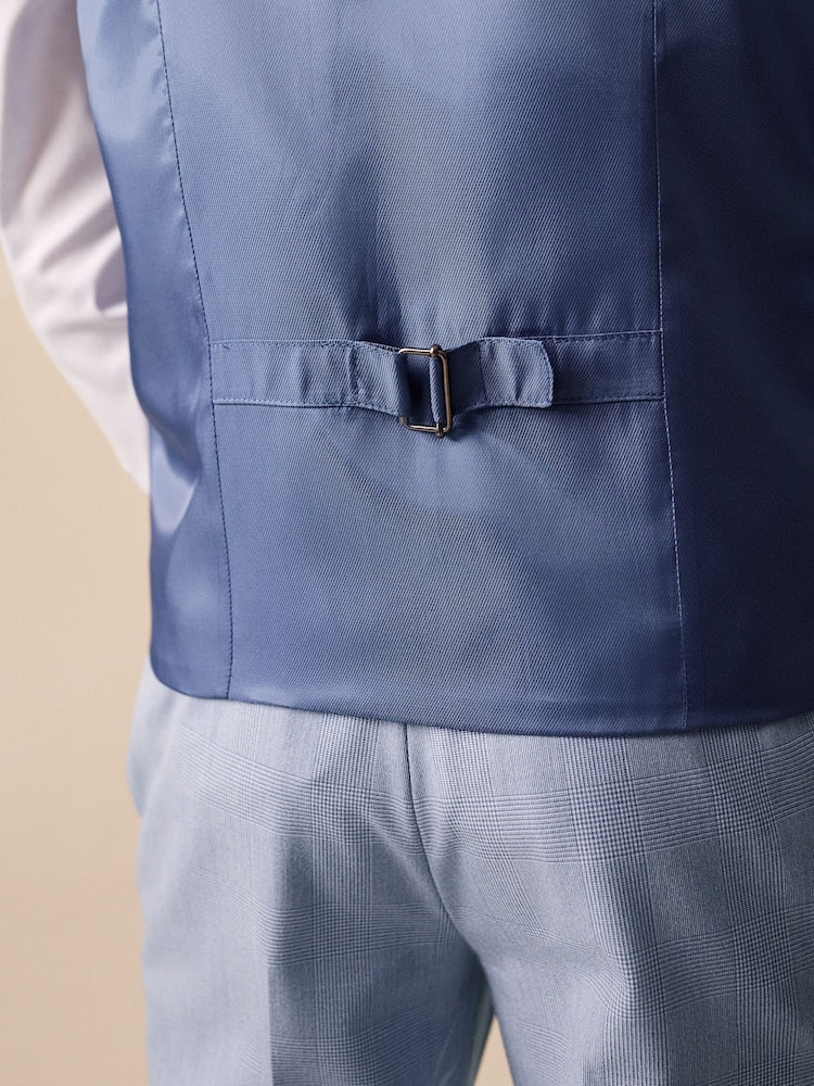 Light Blue Check Waistcoat (3-16yrs)