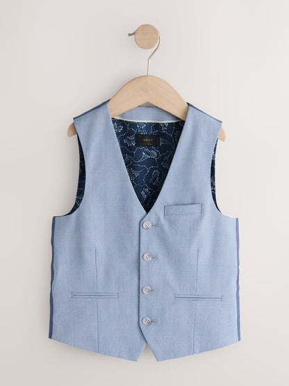 Light Blue Check Waistcoat (3-16yrs)