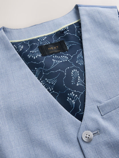 Light Blue Check Waistcoat (3-16yrs)