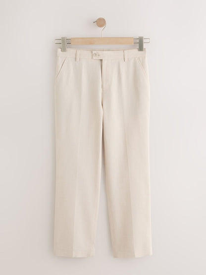 Neutral Beige Linen Blend Suit Trousers (3-16yrs)
