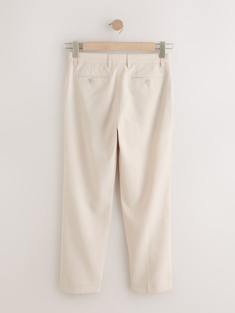Neutral Beige Linen Blend Suit Trousers (3-16yrs)