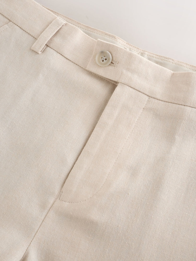 Neutral Beige Linen Blend Suit Trousers (3-16yrs)