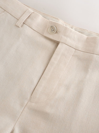 Neutral Beige Linen Blend Suit Trousers (3-16yrs)