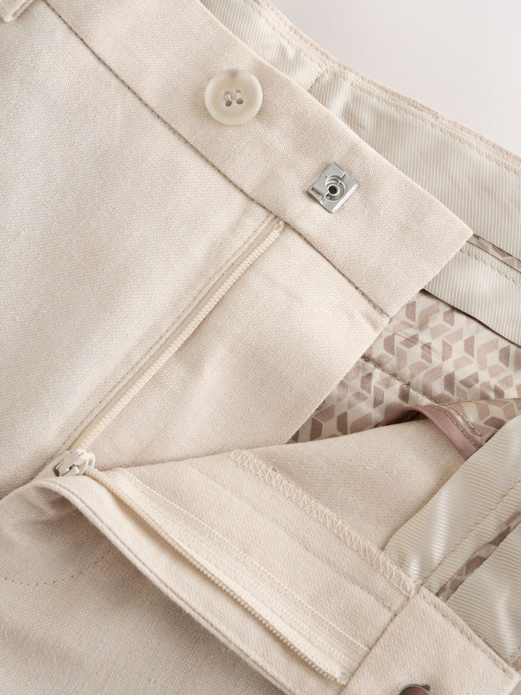Neutral Beige Linen Blend Suit Trousers (3-16yrs)