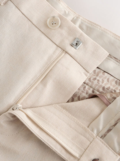 Neutral Beige Linen Blend Suit Trousers (3-16yrs)