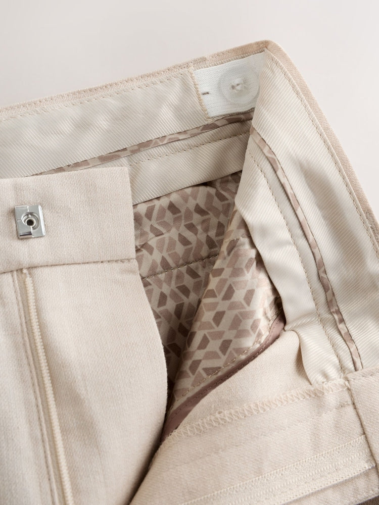 Neutral Beige Linen Blend Suit Trousers (3-16yrs)