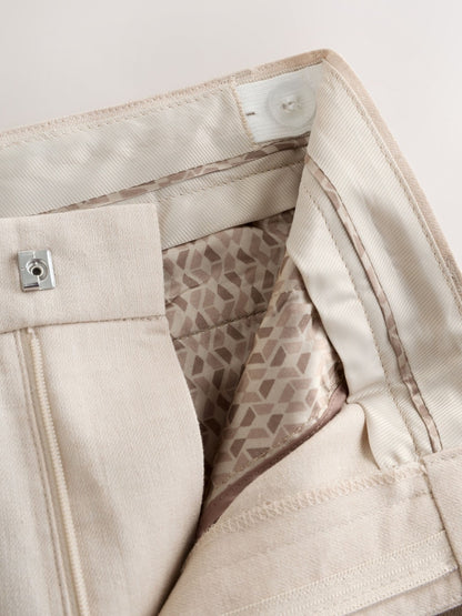 Neutral Beige Linen Blend Suit Trousers (3-16yrs)
