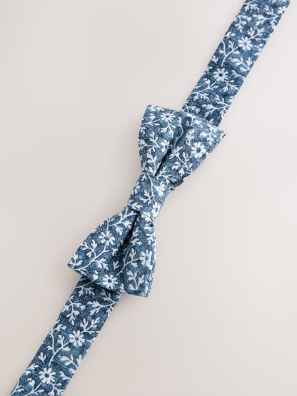 Dark Blue Floral Bow Tie (3-16yrs) - 6 - 9 Years (116 - 134cm)