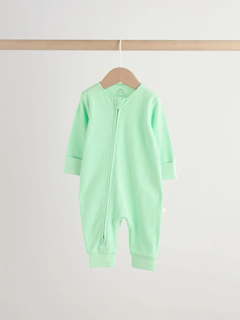 Blue/Green Star Way Zip Baby Sleepsuits 3 Pack (0mths-3yrs)