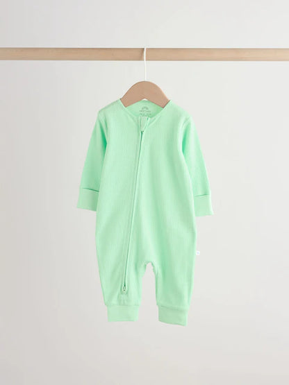 Blue/Green Star Way Zip Baby Sleepsuits 3 Pack (0mths-3yrs)