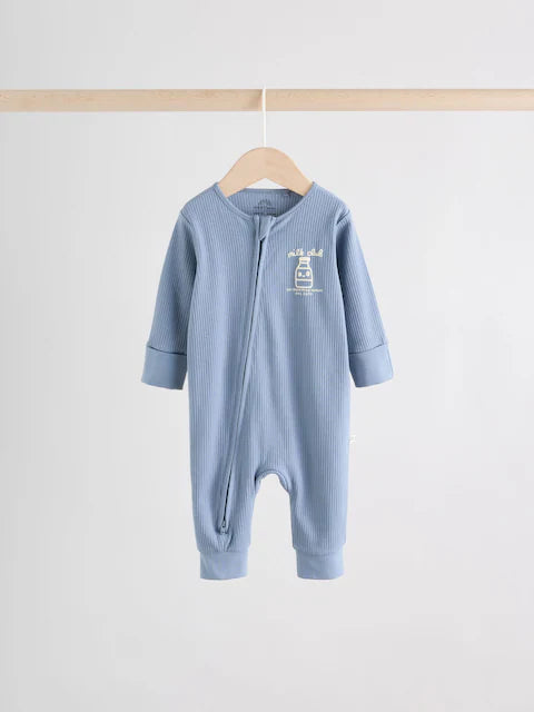 Blue Milk Club Two Way Zip Baby Sleepsuits 3 Pack (0mths-3yrs)