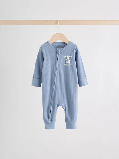 Blue Milk Club Two Way Zip Baby Sleepsuits 3 Pack (0mths-3yrs)