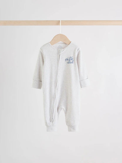 Blue Milk Club Two Way Zip Baby Sleepsuits 3 Pack (0mths-3yrs)