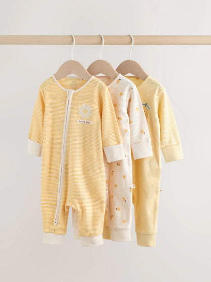 Lemon Yellow Baby Sleepsuits 3 Pack (0mths-3yrs)