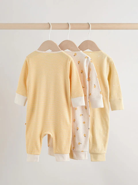 Lemon Yellow Baby Sleepsuits 3 Pack (0mths-3yrs)